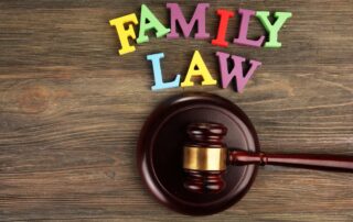 Parenting Plan Assessments in California Los Angeles portrayed by wooden letters spelling out 'family law' next to a gavel.